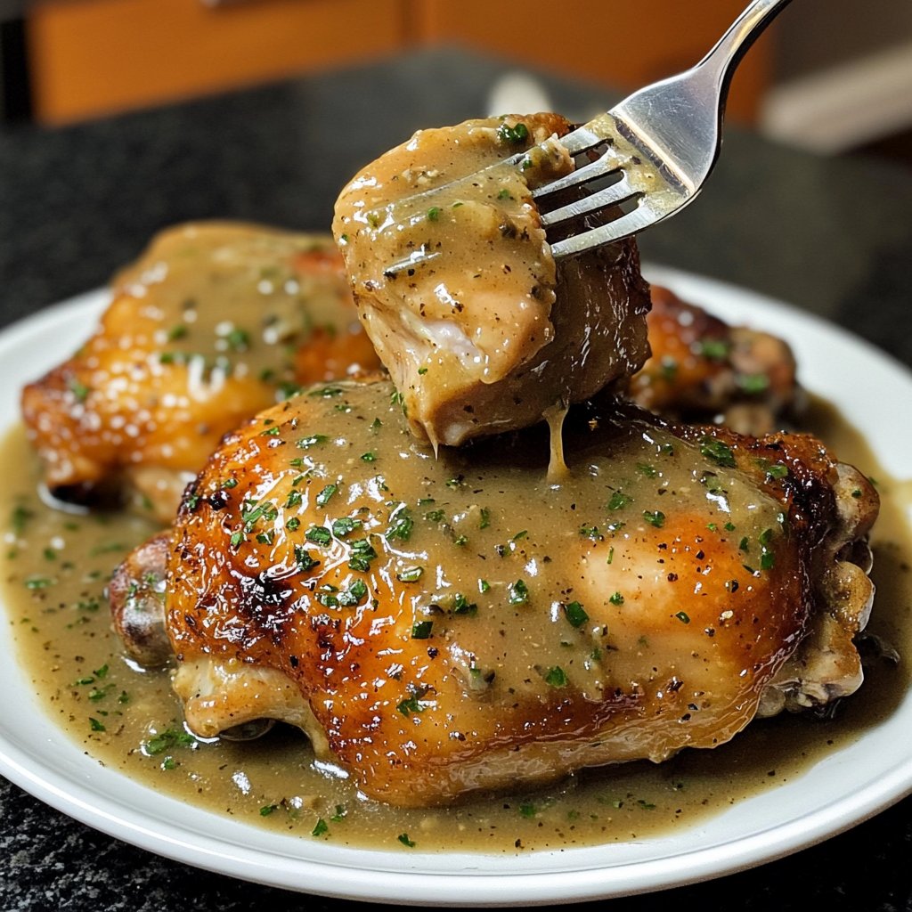 Simple Slow Cooker Chicken Thighs with Gravy