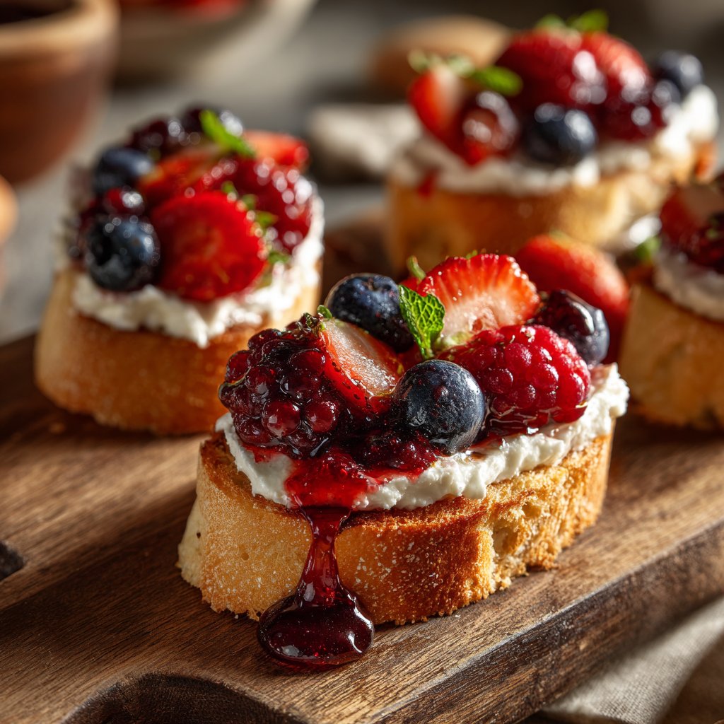 Crostini with Ricotta and Honeyed Berries