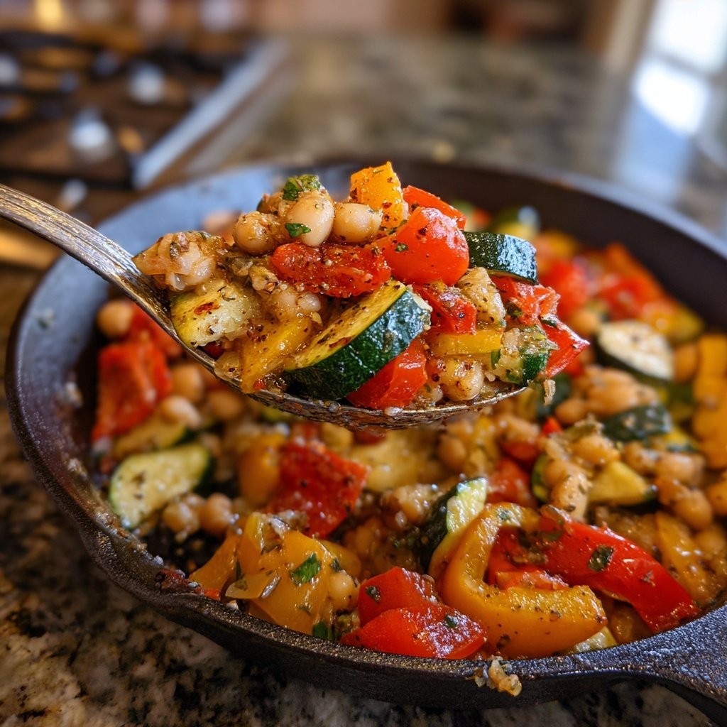 Roasted Veggie White Bean Skillet