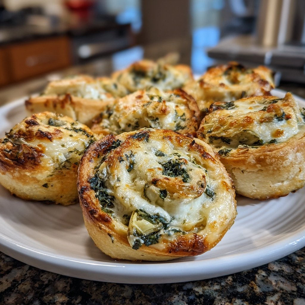 Cheesy Spinach and Artichoke Pinwheels