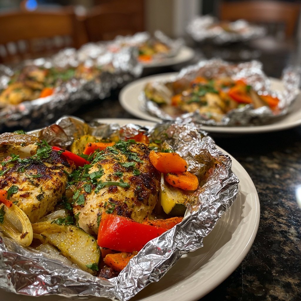 Baked Chicken And Veggie Foil Packs