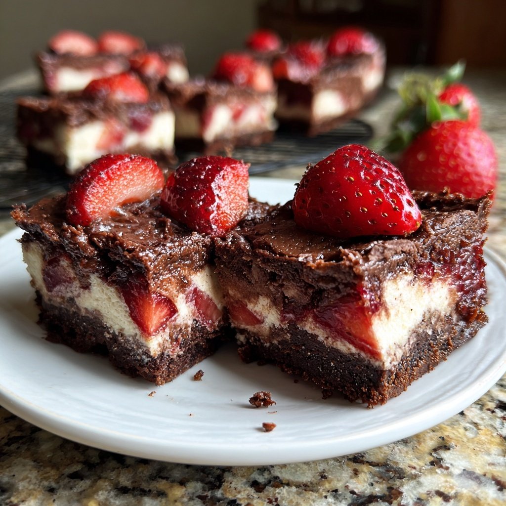 Chocolate Strawberry Cheesecake Bars