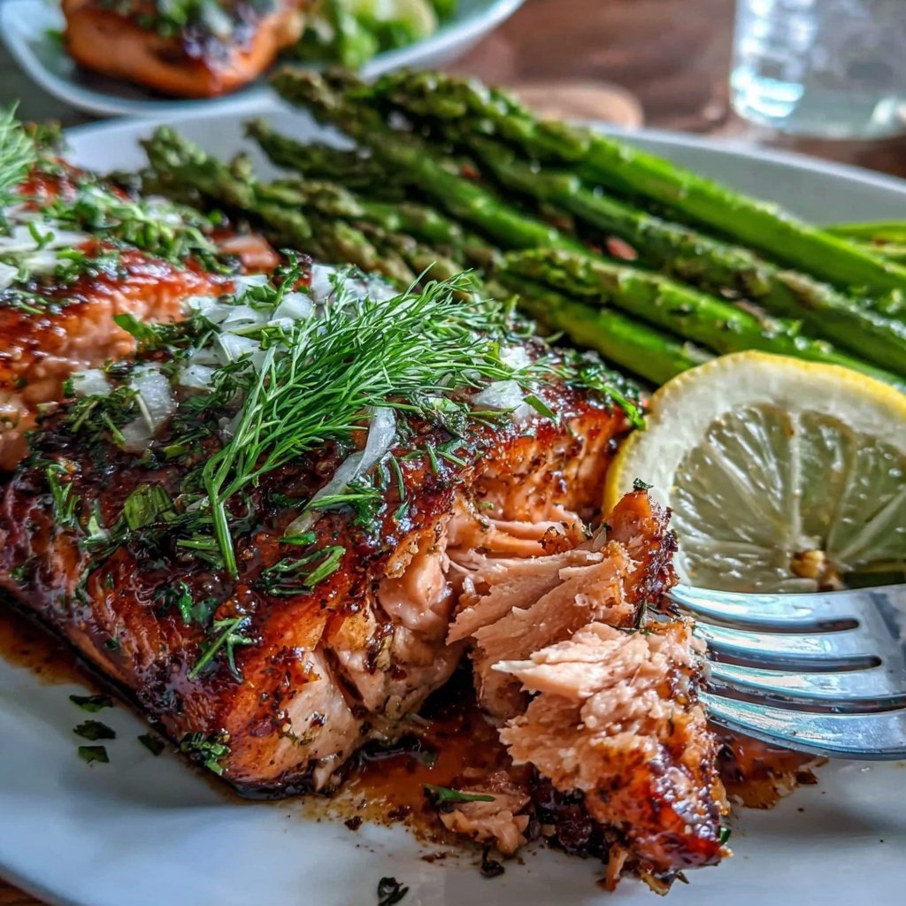 Healthy Lemon Herb Salmon With Roasted Asparagus
