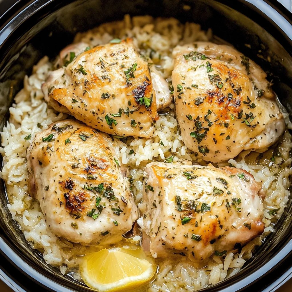 Slow Cooker Lemon Herb Chicken and Rice