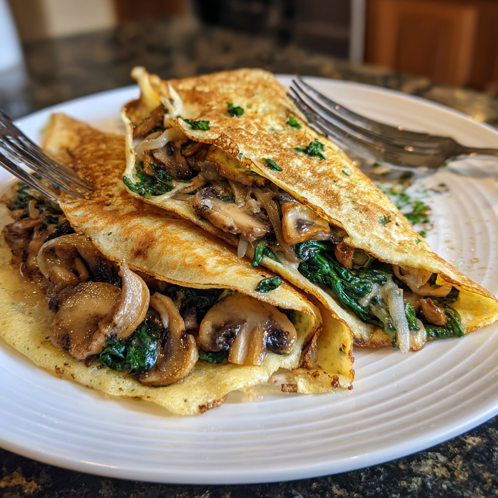 Spinach and Mushroom Stuffed Crepes