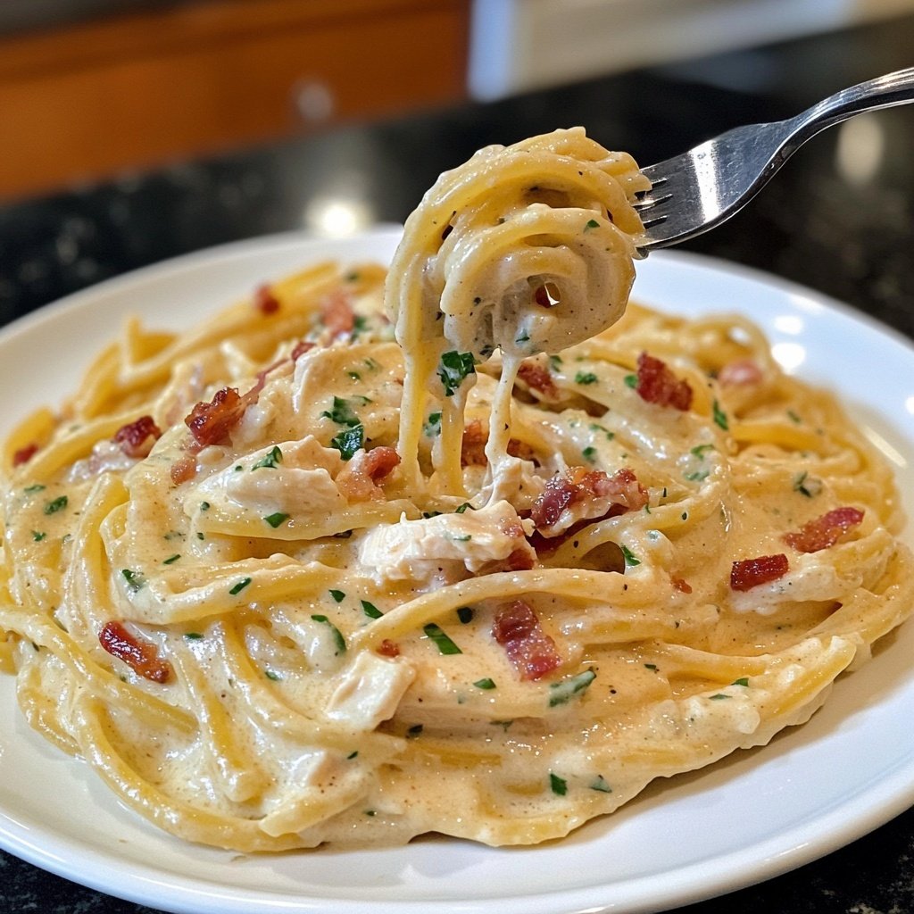 Creamy Chicken Bacon Ranch Pasta